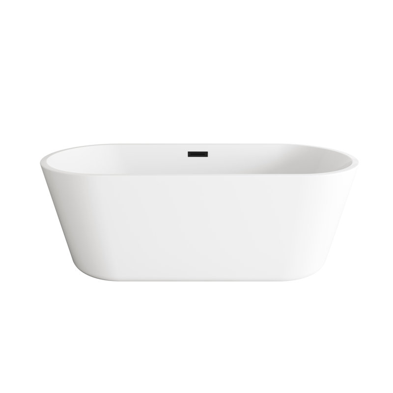 Rouidate 65'' x 28.3'' Soaking Acrylic Bathtub, Matte Black