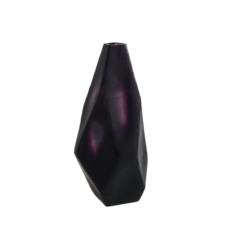 Asscher Handmade Glass Table Vase, Aubergine