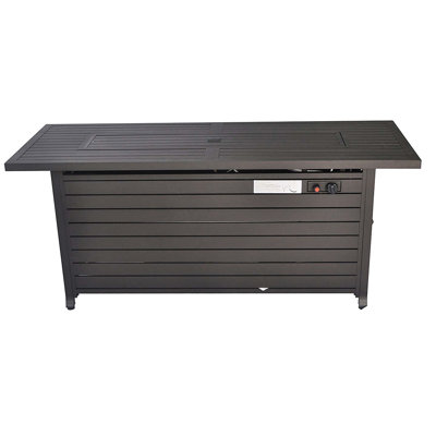 Table de foyer rectangulaire 50000BTU, 57 po au propane, avec couvercle et pare-vent, acier bronze, transformez votre jardin en un endroit magique, terrasse, terrain de camping, propane, 50000BTU, créez serein