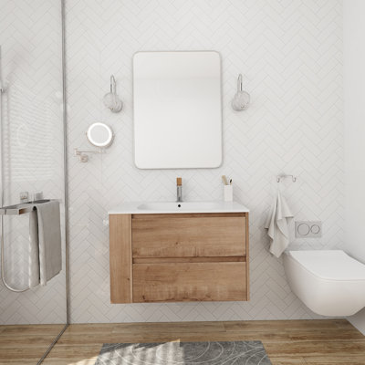 Meuble-lavabo mural avec lavabo en gel