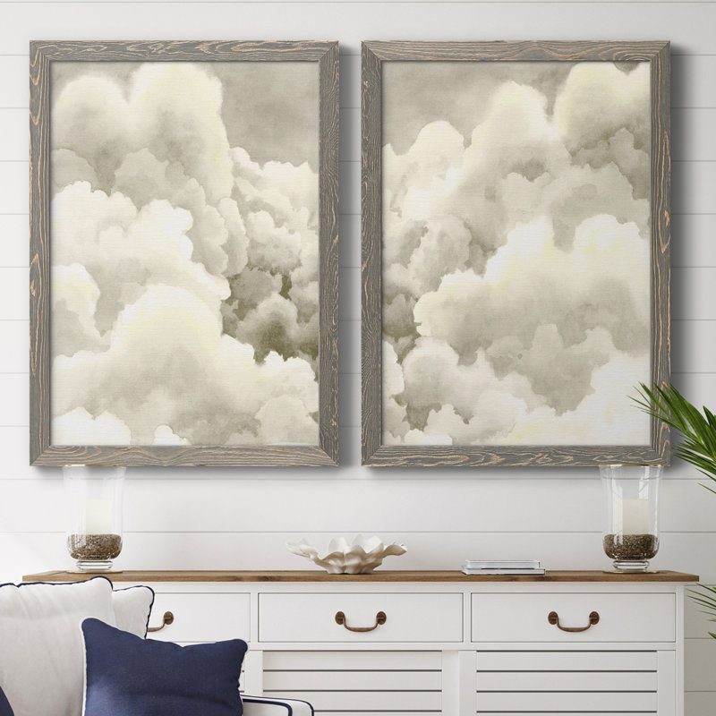 Storm Brew I - ensemble de 2 peintures encadrées, Toile avec cadre gris, H 31,5 po x l 47 po x P 1,5 po