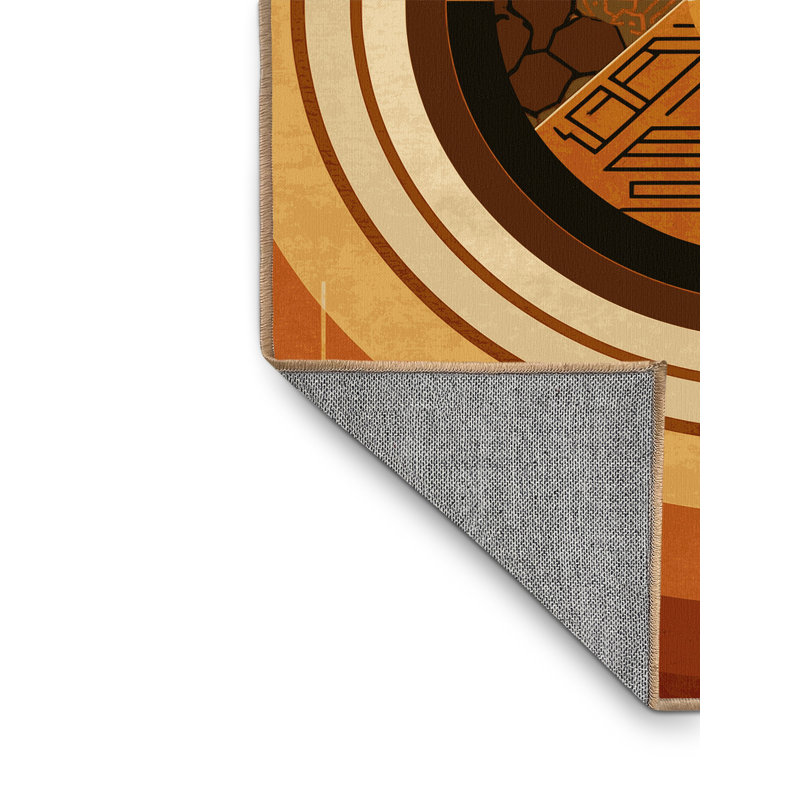 Machine Washable Elkton Bibimbap Bowl Global Inspired Geometric Rug in Brown – LightBrown Binding, 6x9