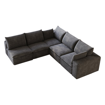 103*99 L-Shaped Boneless Couch for Living Room,Modular Sectional Sofa with Moveable Ottoman Deep Seat Cloud Couches for Living Room, Bedroom,No Assembly
