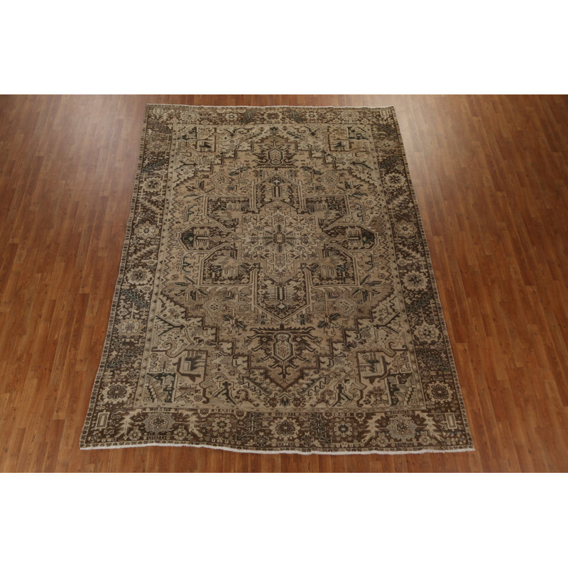 Tapis en laine à motif persan Heriz en laine noué à la main 8 x 11