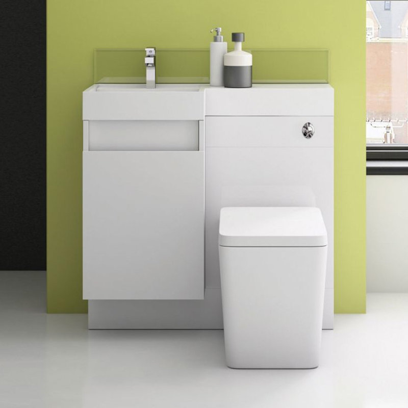 900mm Single Bathroom Vanity with Integrated Plastic Basin, Gloss White
