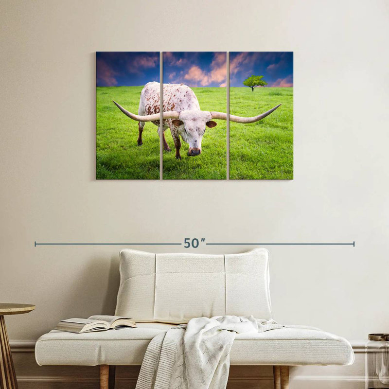 Brampt White Longhorn, 24" H x 38" W