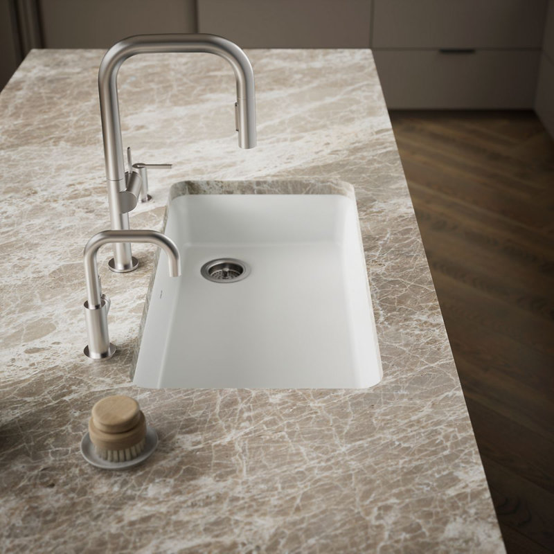 Cairn 33 In. X 18-5/16 In. X 5-11/16 In. Undermount Single-Bowl Kitchen Sink, Matte White