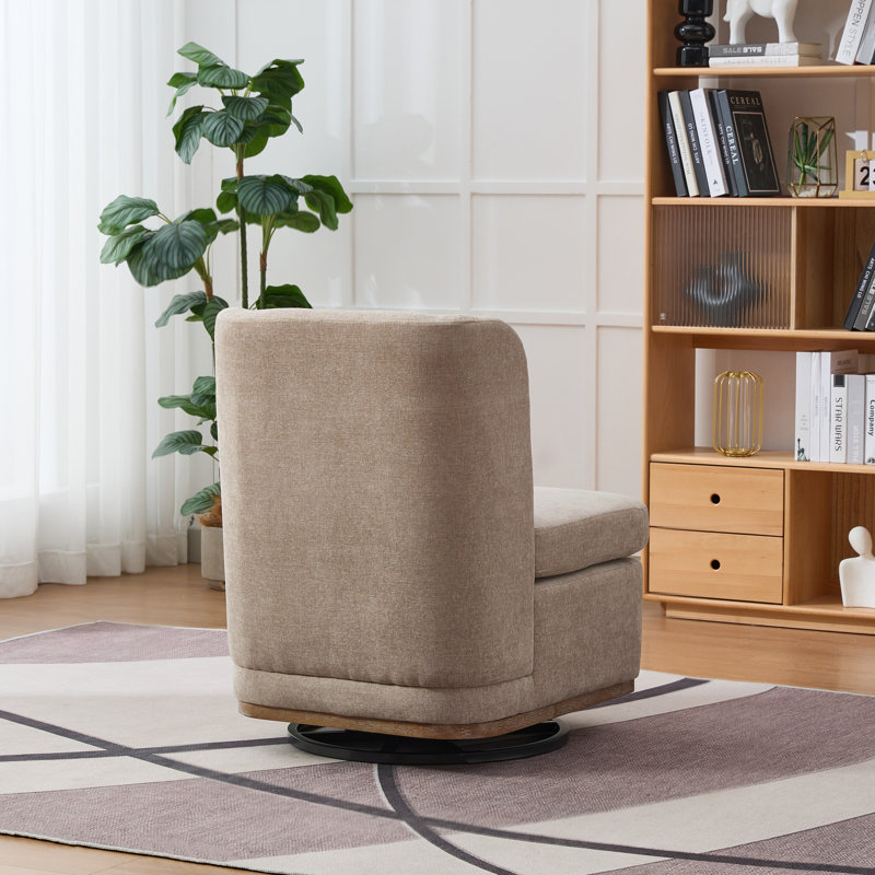 Fauteuil de chambre rembourré pivotant, Chenille taupe