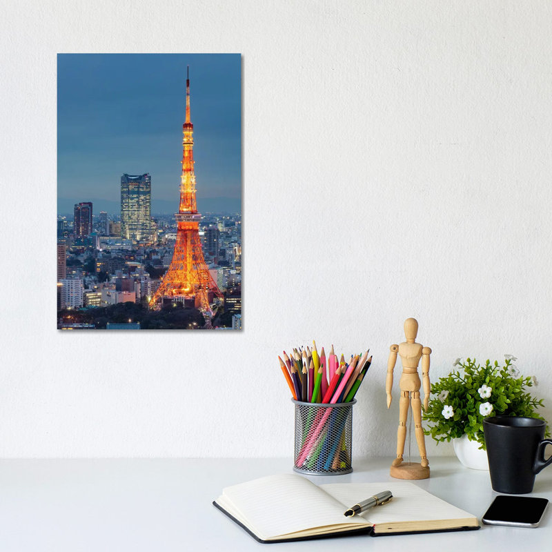 Tokyo Tower And Mori Tower At Night by Jan Becke - Wrapped Canvas Print, 20.32 cm H x 30.48 cm W