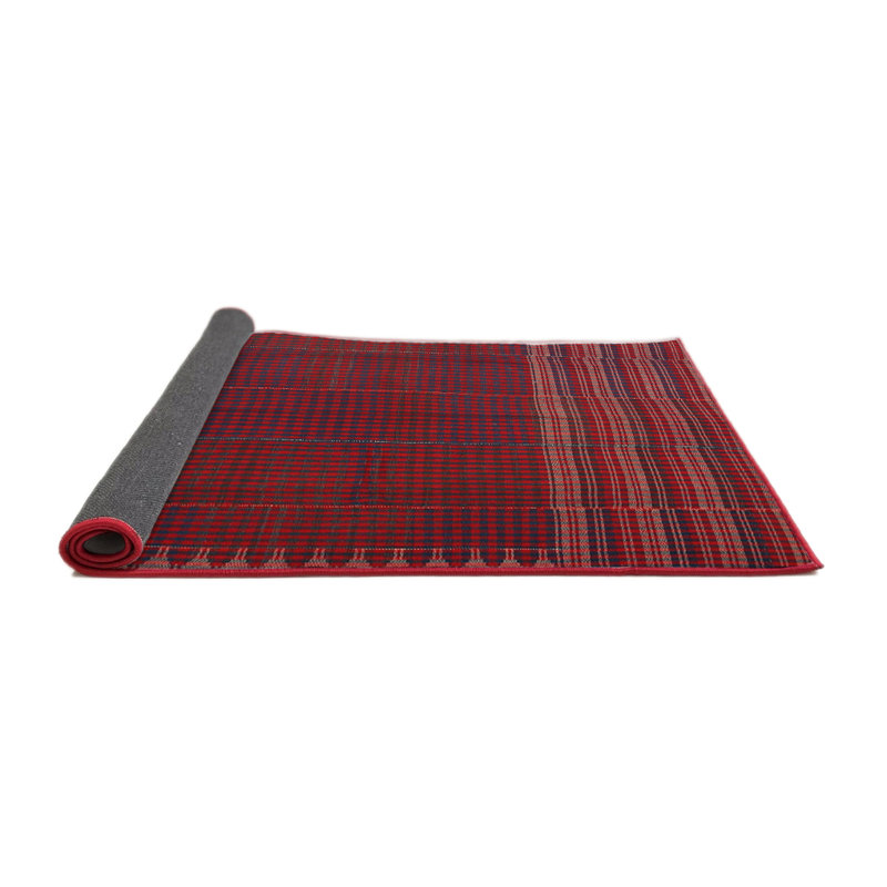 Tapis de zone rouge/rose contemporaine, Rond 4 pi