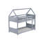 Twin Over Twin House Floor Bunk Bed With Headboards, Footboards, Guardrails, And Ladder, Grey, Space-Saving And Safe Design