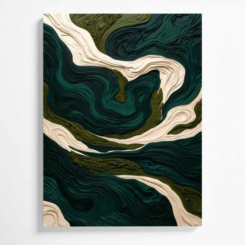 «Abstract Landscape 48», art mural sur toile verte, H 20 po x l 16 po