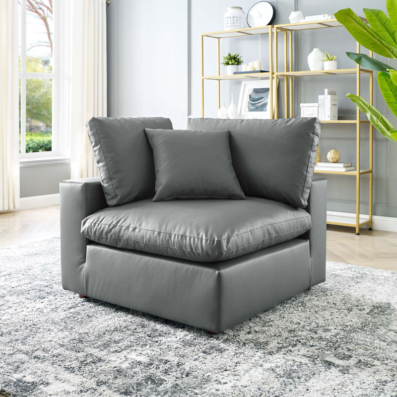 Chaise de coin en cuir Vegan, Similicuir gris