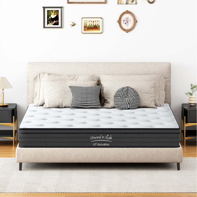 King Size Hybrid Mattress With 10-Inch Medium-Firm Support, Individually Pocketed Coils And Gel-Infused Memory Foam For Balanced Comfort And Spinal Alignment.