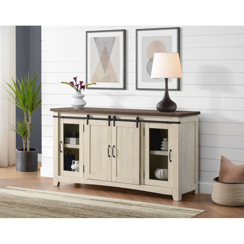Kinsella Solid Wood TV Stand, Cream/Brown