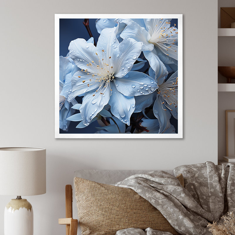 «Minimalisme Rhododendron Bouquet Beauties II», reproduction sur toile, Cadre simple blanc, H 30 po x l 30 po x P 1 po
