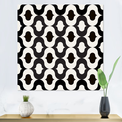 Black And White Retro Geometrics - Patterned Canvas Wall Art Print