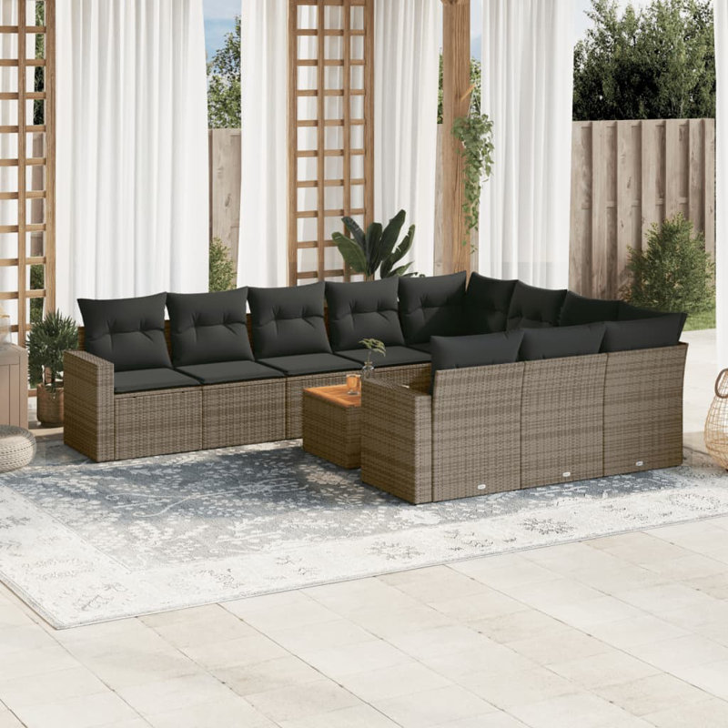  Ensemble de canapé de jardin gris