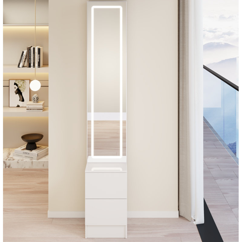 Led Dressing Mirror Cabinet,Cosmetic Organizer Cabinet, Jewelry Cabinet, 3 Colors, Adjustable Brightness, Extra Large Mirror, Multi Layer High Capacity Storage
