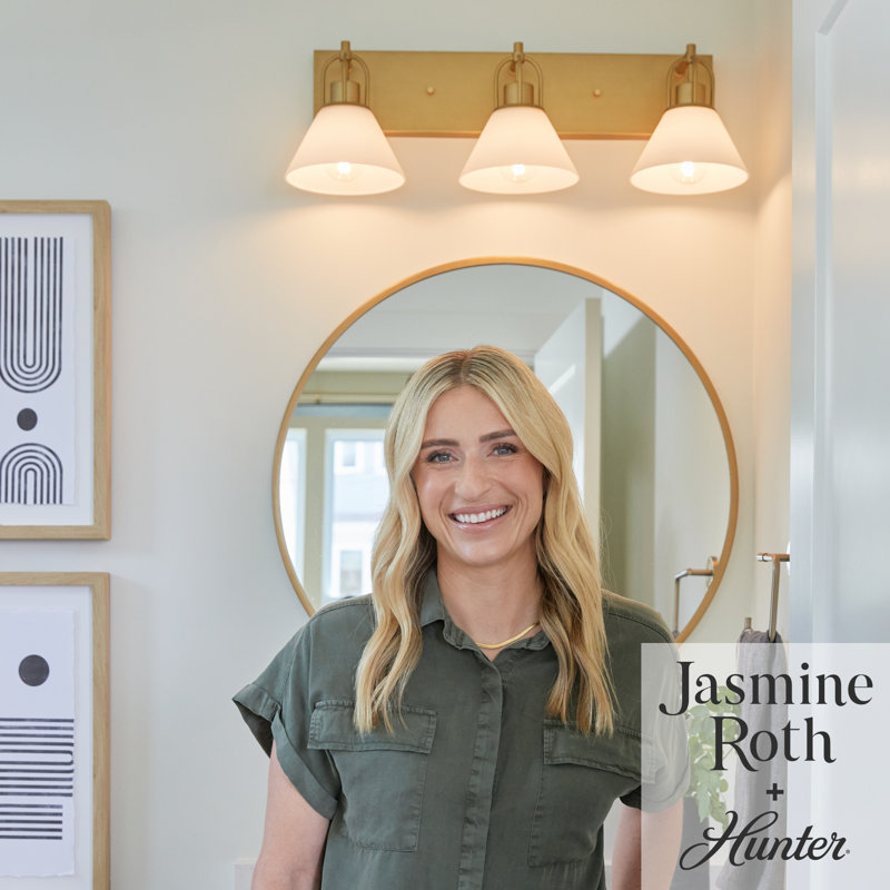 Luxe Gold 27.25" Dimmable 3-Light Vanity with White Glass Shades