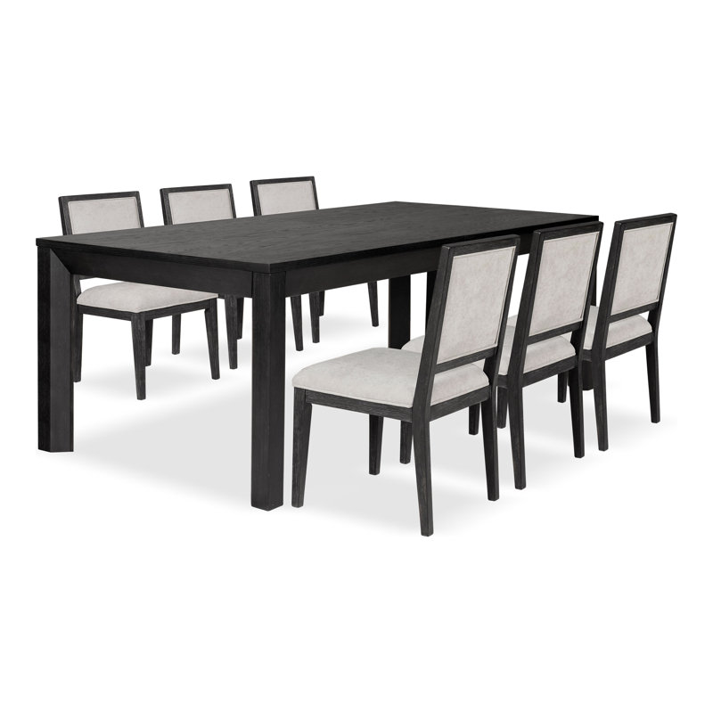 Ensemble de table de salle à manger 7 pièces Schell, Noir vieilli, 7 pièces : table, 6 chaises