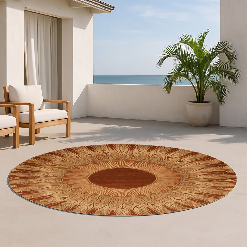 Tapis d'intérieur et d'extérieur brun Nature, Rond 5 pi