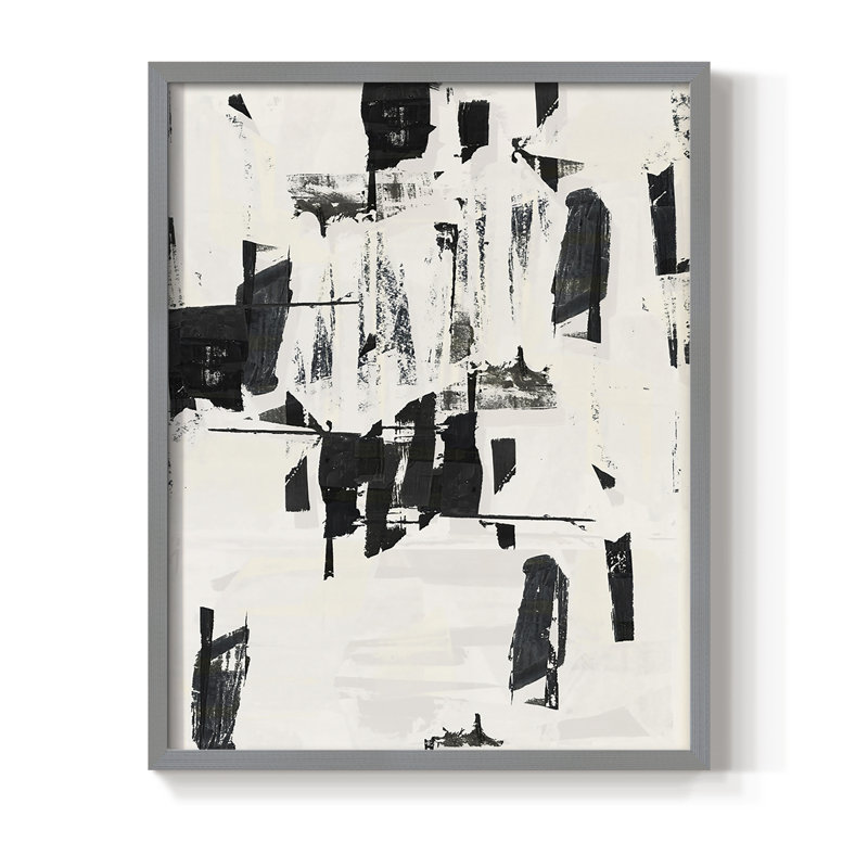 «Tiles & Texture Abstract Angles V», reproduction encadrée - bois massif, Gris, H 10 po x l 8 po