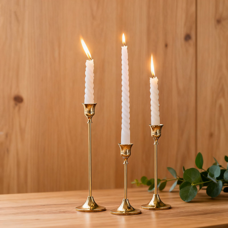 Ensemble de porte-chandelles élégants pour chandelles coniques, centre de table décoratif pour la salle à manger, le mariage, Noël et la pendaison de crémaillère