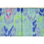 Tapis en laine noué à la main bleu / vert / rose Ikat