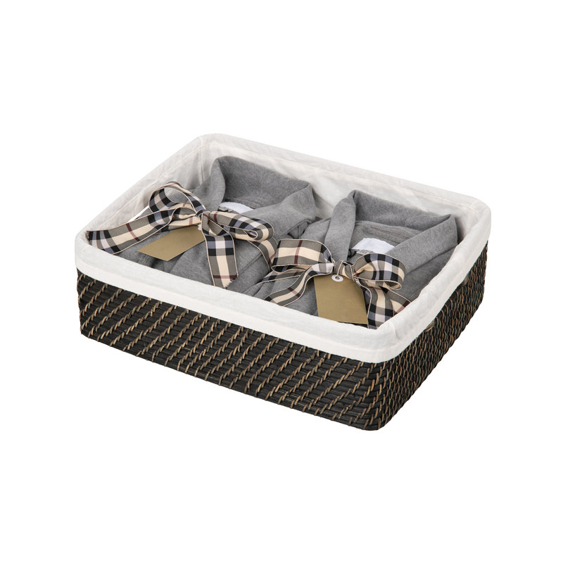 Panier en rotin Bavan, Enduit noir, H 6 po x l 18 po x P 14 po