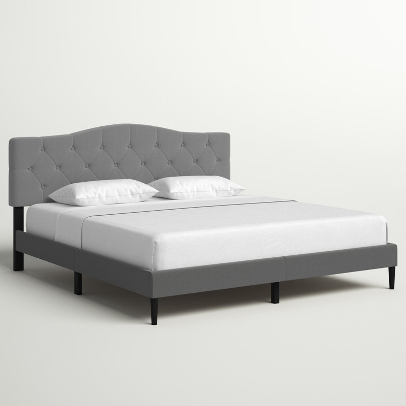 Arnette Upholstered Platform Bed, King, Gray