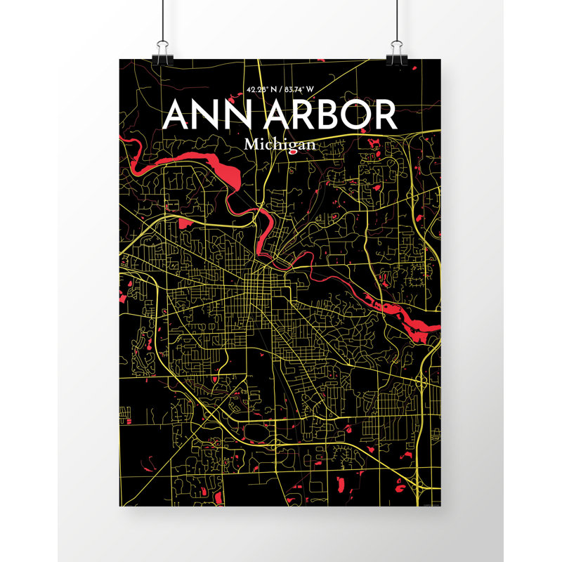 Ann Arbor City Map - No Frame Print, 97.6 cm H x 50 cm W