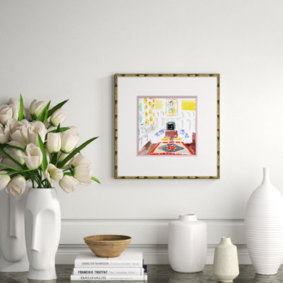 Interiors - Yellow Living Room par Dana Gibson - Peinture encadrée sur papier