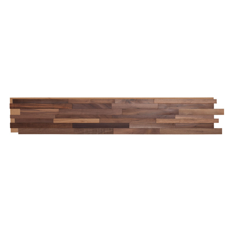 1/2 in x 7-7/8 in x 47-1/4 in Black Walnut 3D Solid Hardwood Interlocking Wall Plank