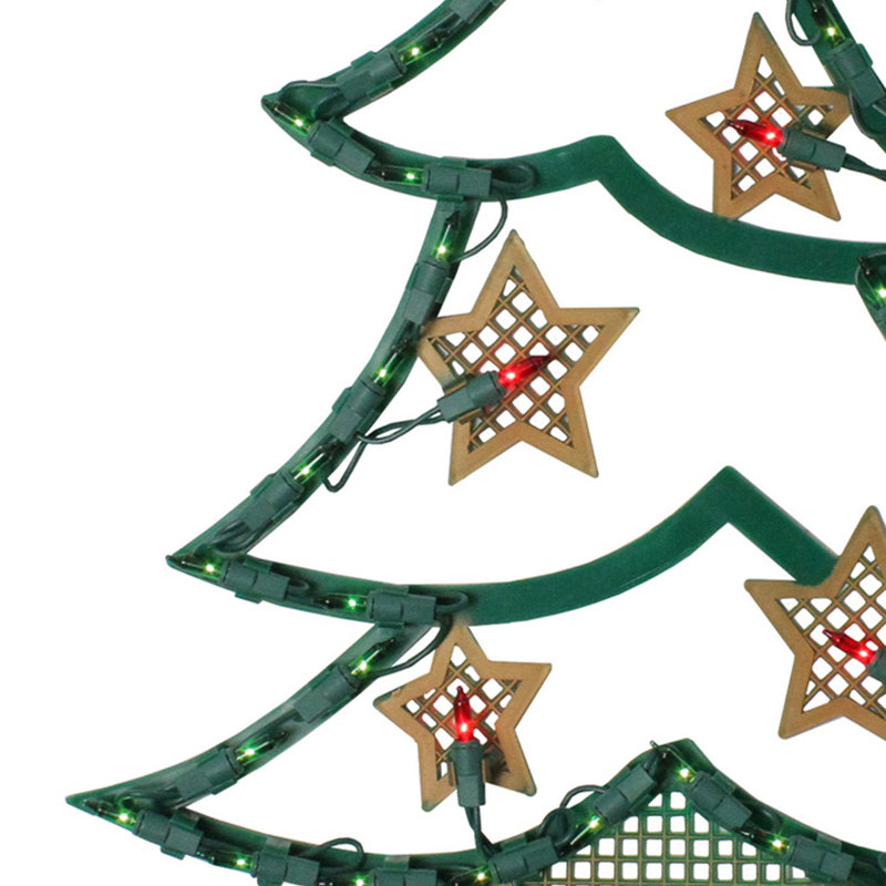 Arbre de Noël éclairé 17,75 "avec silhouette d’étoiles