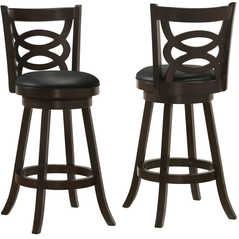 De 2 tabourets de bar pivotants - Finition, siège en cuir noir, siège tendance et tendance (2)