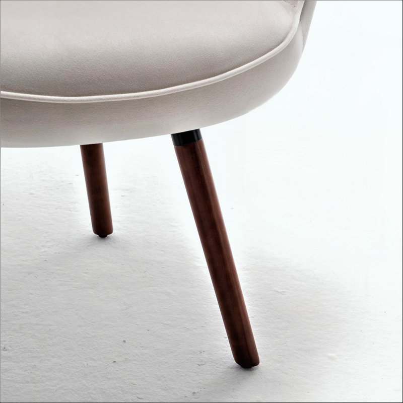 Fauteuil à oreilles Mid-Century moderne capitonné, Ivory