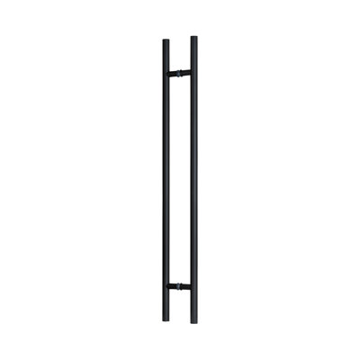 Poignée de porte longue, poignée d'entrée 24 po, forme ronde en «H», acier inoxydable 304 - noir