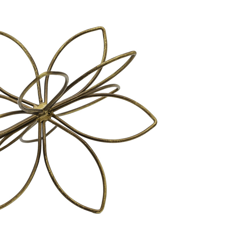 Foreside Home & Garden Open Flower Decorative Accent Bronze Metal