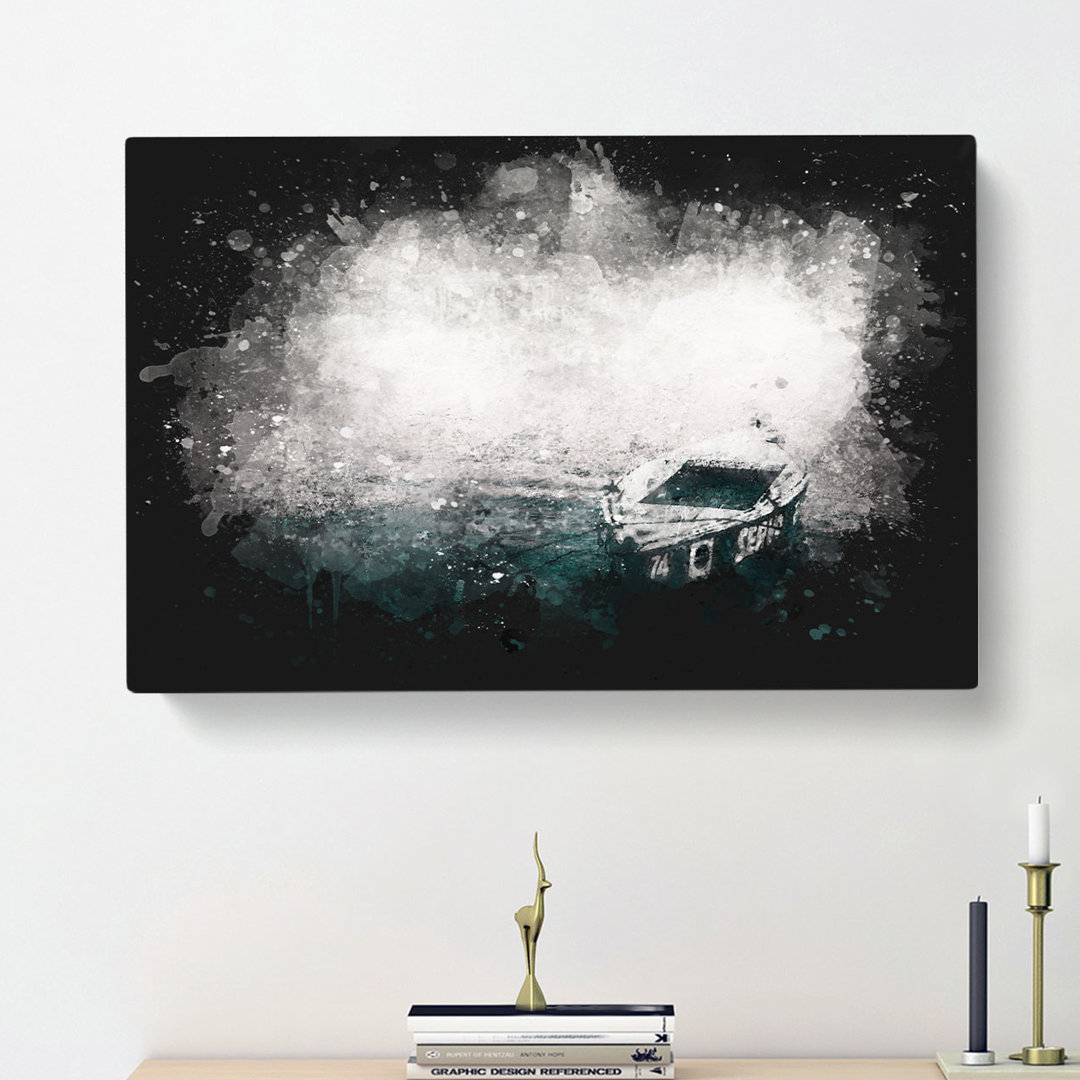 Boat upon Granges River in India - Wrapped Canvas
