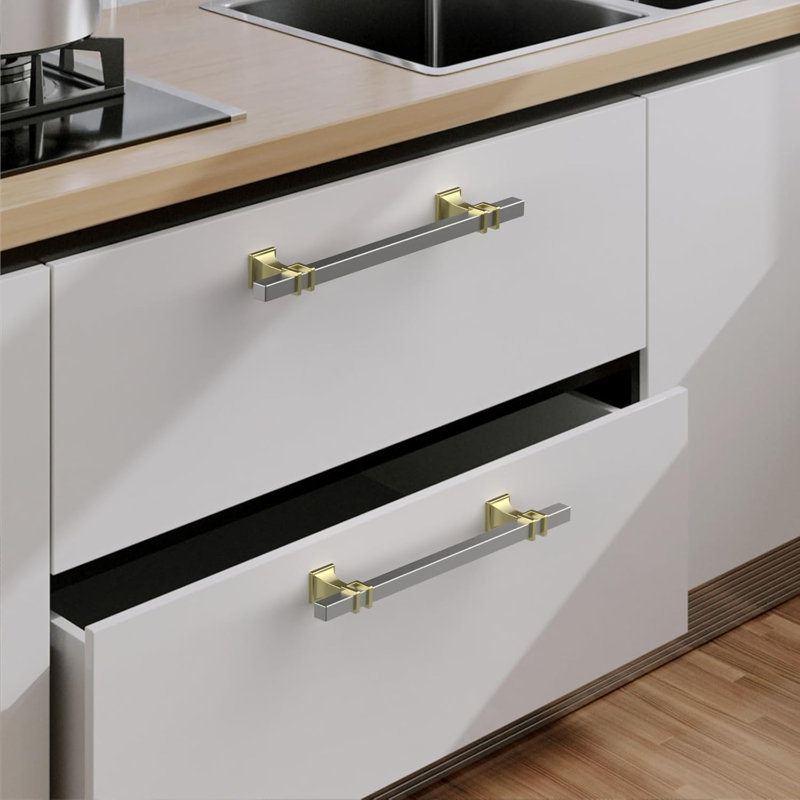 Paquet de 10 poignées d'armoire en nickel brossé, poignées de tiroir en T de 6,3 po au centre, quincaillerie d'armoire de cuisine moderne pour une installation facile et une utilisation durable
