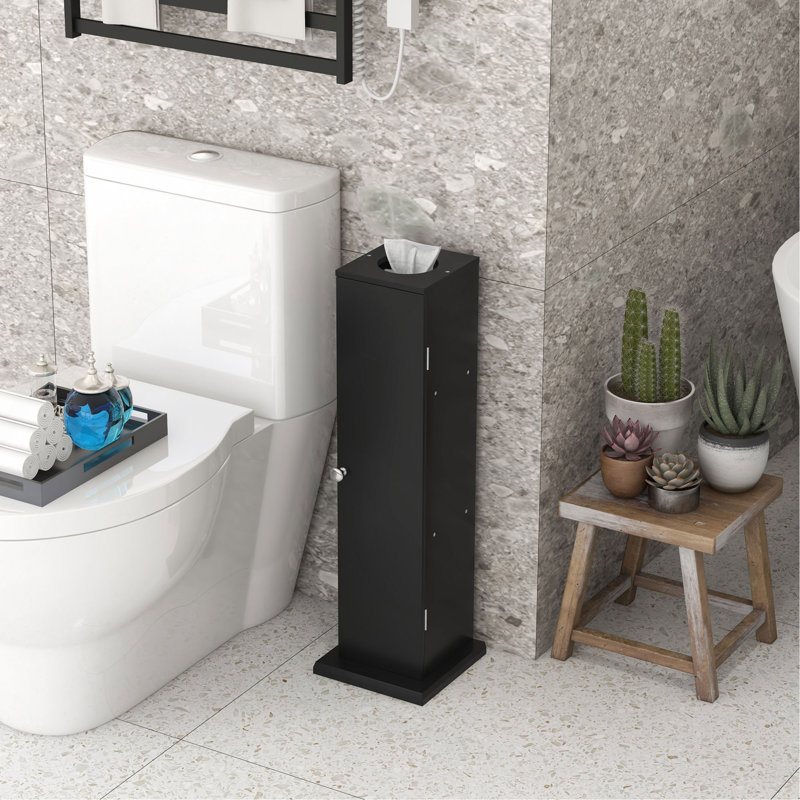 Toilet Paper Cabinet, Small Bathroom Corner Floor Cabinet With Doors And Shelves, Thin Storage Bathroom Organizer For Paper Shampoo