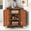 Armoire de coin autoportante brune Triangle avec tablettes réglables, de haute qualité, en métal, antidérapante, idéale pour le salon Couleur, matériau, grande salle de bain et couloir, preuve-142727306