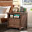 Rushville Farmhouse 2 - Drawers Nightstand with Charging Station, Tall Rustic Wood Square End Table with Open Shelf-95008835