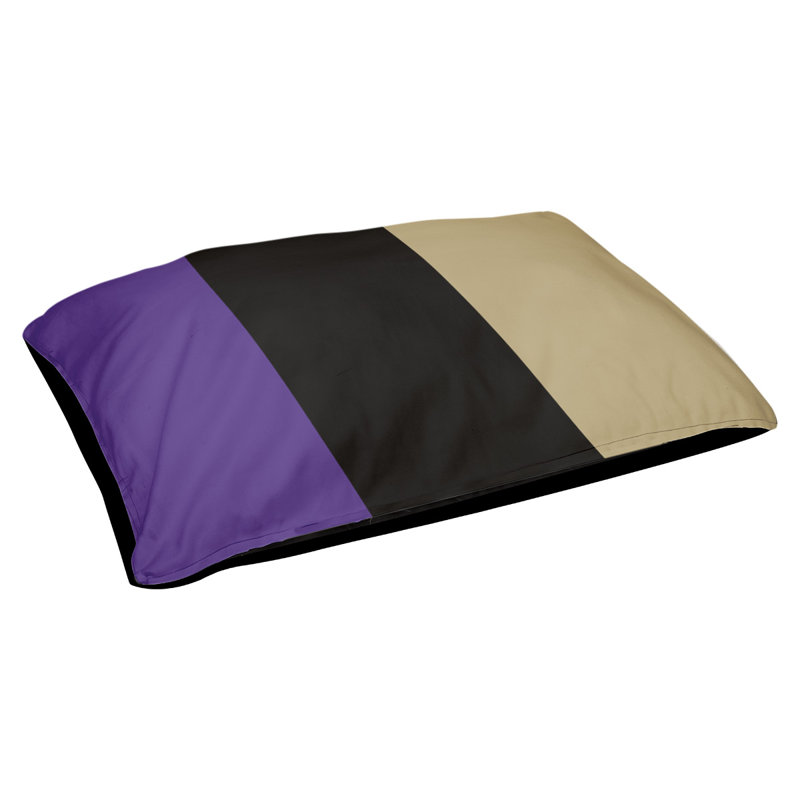 Coussin de lit pour chien Cincinnati, Grand (l 40 po x P 30 po x H 6,5 po), Mauve / Noir / Or