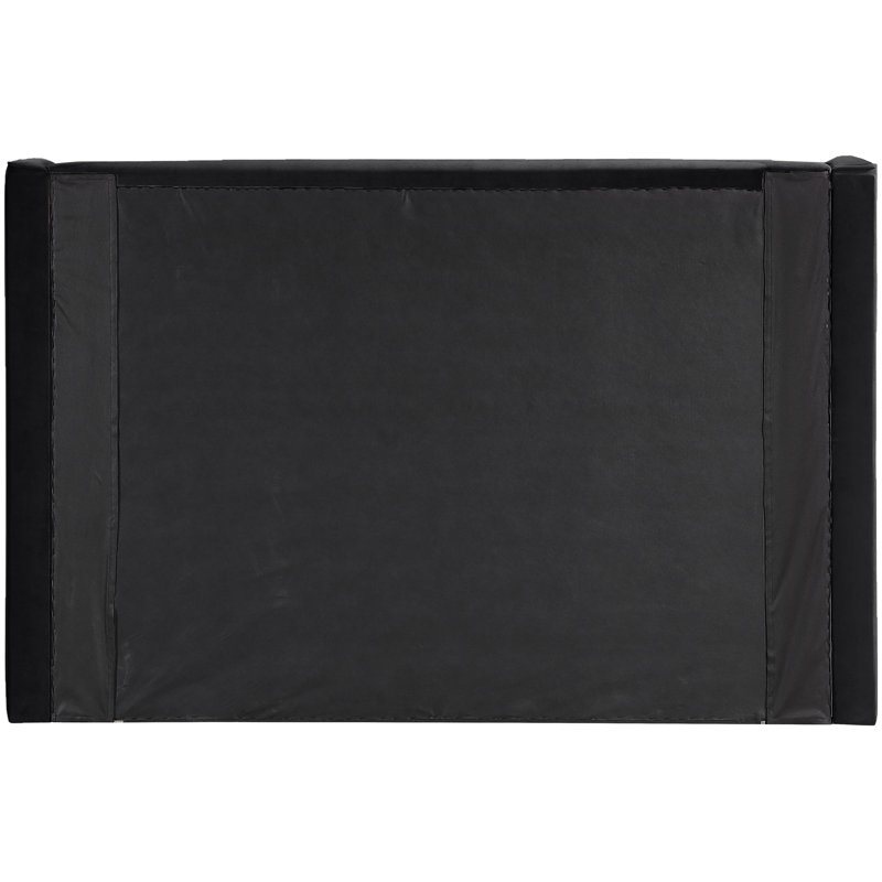 Lit tapissier en velours Wanaque, Grand, Velours noir