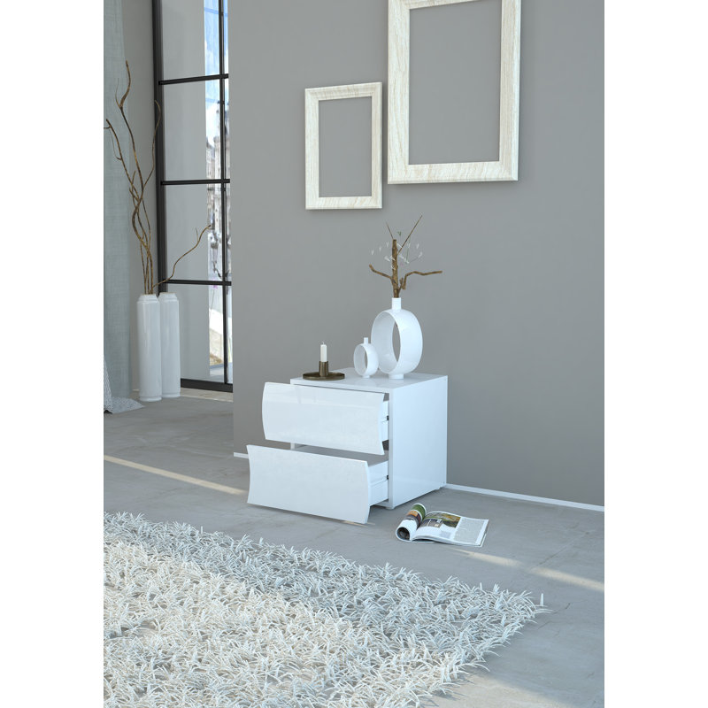 Colbie 127cm W Manufactured Wood Bedside Table, White
