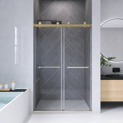 43"-48" W x 76" H Frameless Double Bypass Sliding Shower Door with 5/16"(8MM) Tempered Glass