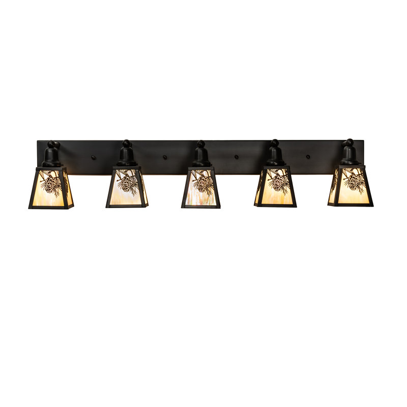 Vanity Light, 10" H x 48" W x 9" D, Beige, Craftsman Brown