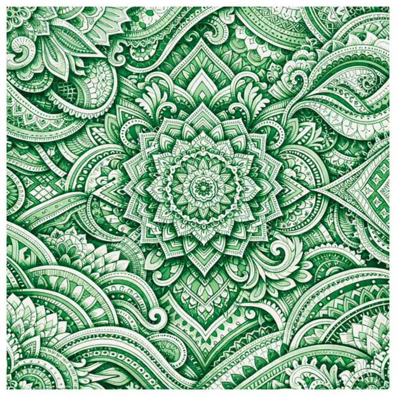 Toile tendue verte complexe Mandala, 11 x 14 pouces